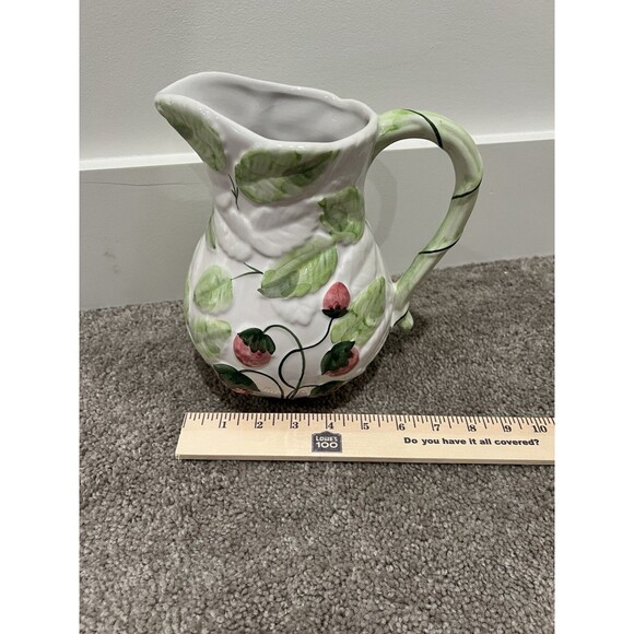 Vintage 1980s Embossed Strawberry Pitcher Made‎ In Portugal Zrike Morangos - Picture 8 of 8